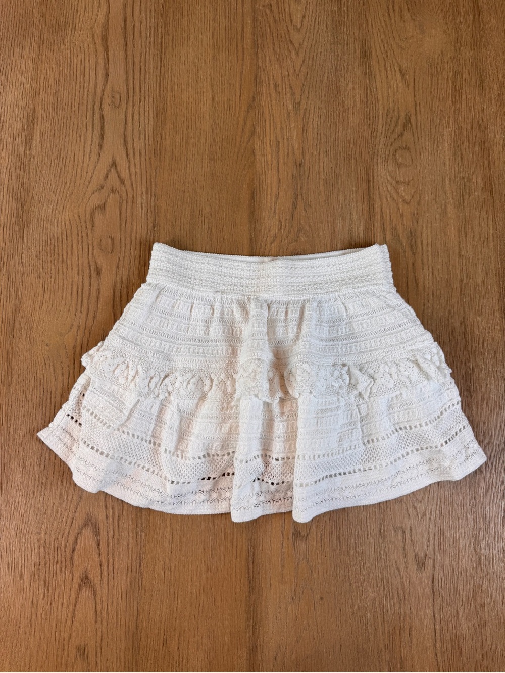 Aerie White Crochet Tiered Mini Skirt
